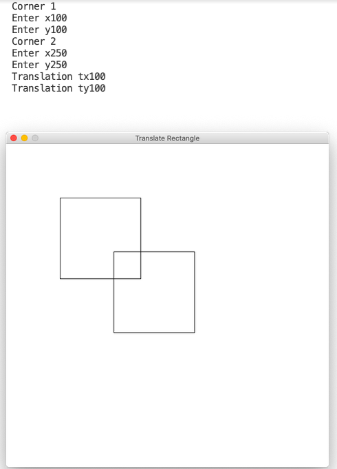 Computer graphics program to translate a rectangle
