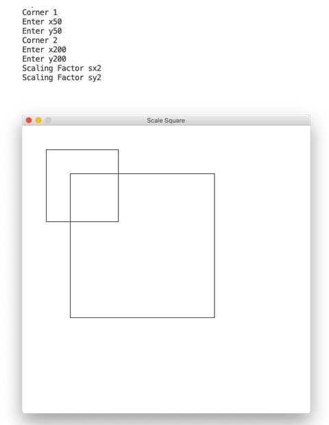 Computer graphics program to scale a square