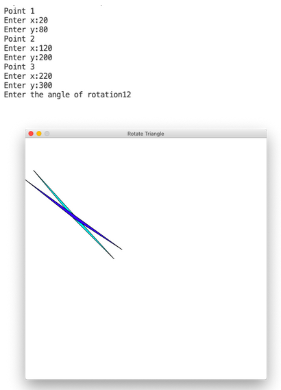 Computer graphics program to rotate a triangle